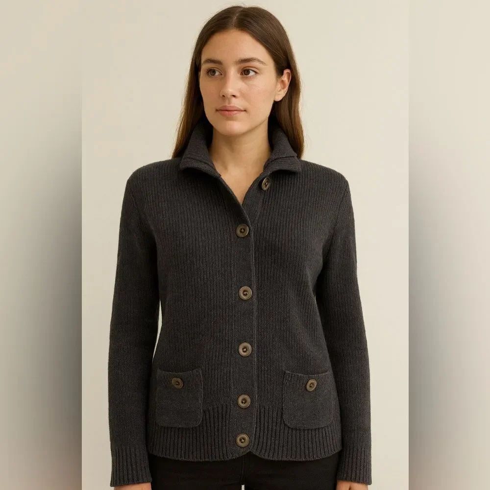 Tommy Hilfiger Women’s Cotton Blue/Grey Button Cardigan Sweater Size Medium - Picture 3 of 12